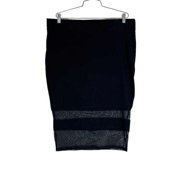 Torrid 2 Mesh Shadow Striped Knit Pencil Midi Skirt Black - Picture 3 of 9